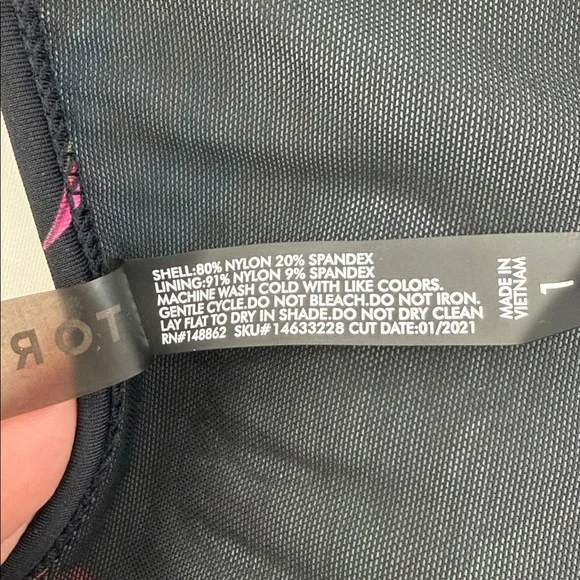 TORRID Black Multicolor Floral Print Swim Tank Top Size 1X - Picture 4 of 9